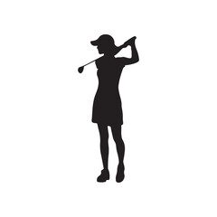 Golf Sport Silhouette - Golfer finished Tee-shot, Golf different silhouettes on white background