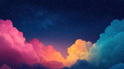 Brightly colored clouds drifting through a night sky full of stars, symbolizing the limitless possibilities of dreams