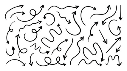 Hand drawn arrow vector icons set. sketch arrow design for business plan and education.