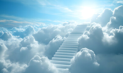 Stairway Leading into the Clouds in a Dreamlike Sky design
