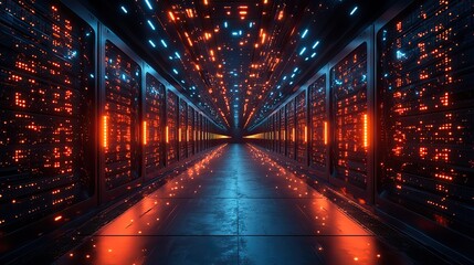 A glowing abstract background with a hi-tech digital interior, ideal for business technology and server data concepts.