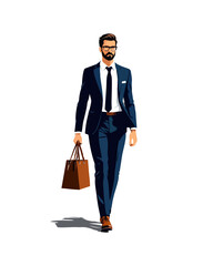 Detailed flat vector people and illustration, man with executive outfit