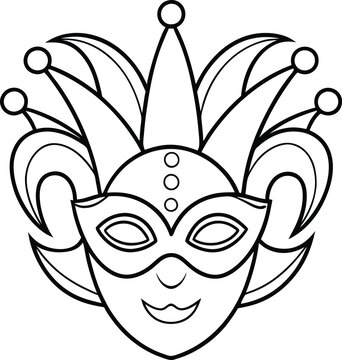 recommend clip art: Line art Carnival mask icon black silhouette isolated on white background.