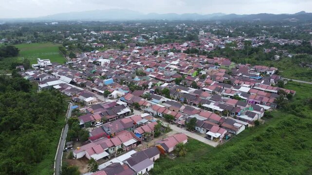 Aerial view of subsidized housing development in South Kalimantan