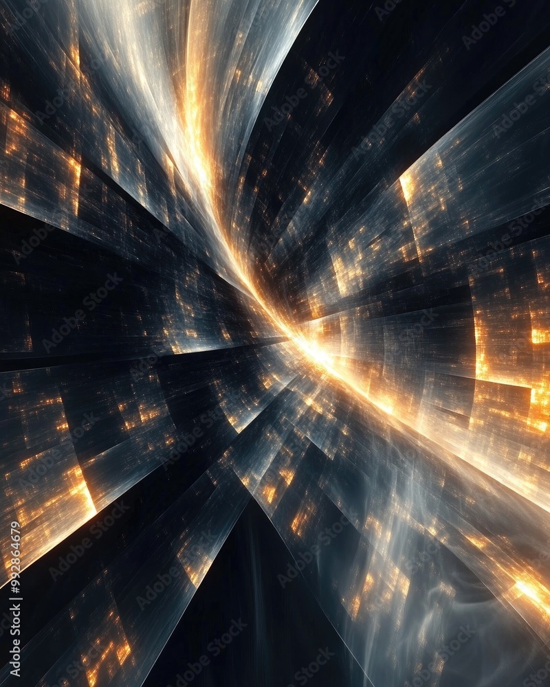 Poster dark technology fractal background an abstract computer generated image featuring glowing curved rec