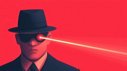 Secret agent avoiding laser traps, stealthy infiltration, flat design illustration