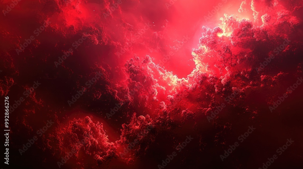 Aufkleber red fractal cloud composed of dynamic particles