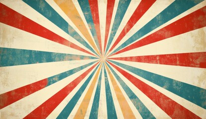 Retro swirl background with vibrant rays and grungy texture,