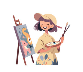 Fototapeta premium cute little painter illustration