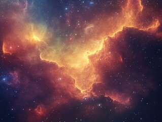 Obraz premium Fantasy space nebula featuring a massive interstellar cloud adorned with stars created through 3D illustration techniques