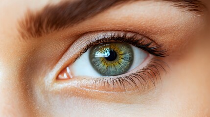Obraz premium Close-up of a Green Eye with Long Eyelashes