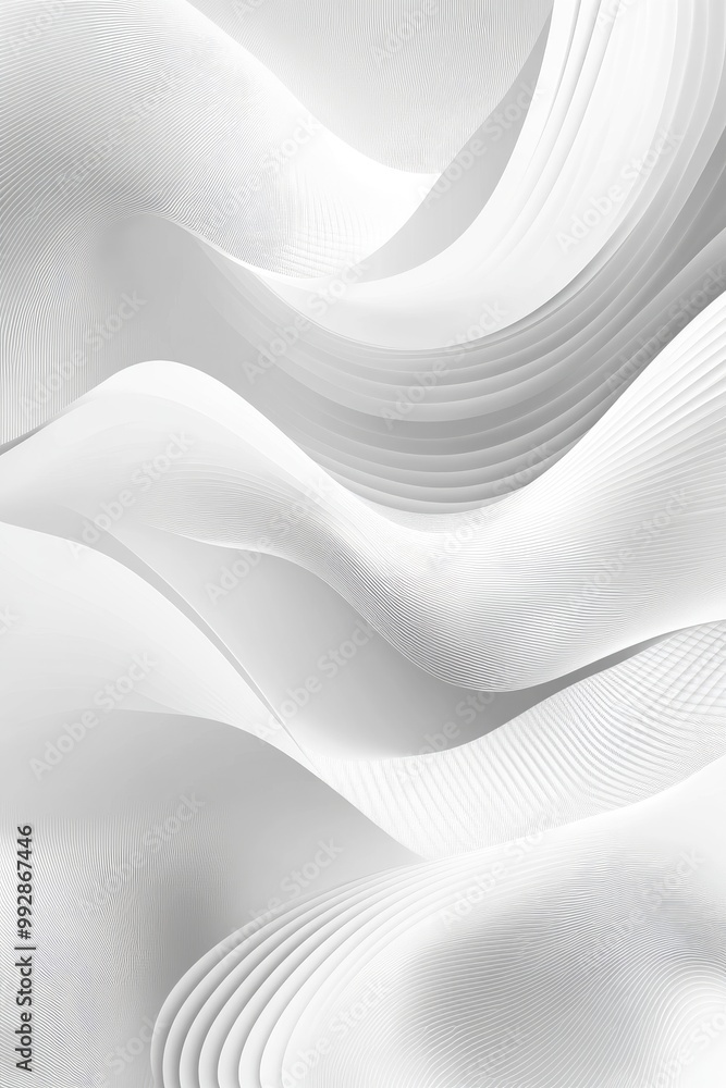 Poster abstract white background featuring smooth gray lines and waves showcasing a modern and fashionable 