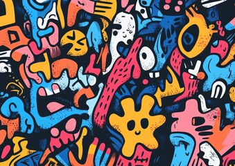 Hand drawn diverse shapes and doodle elements Abstract contemporary modern and trendy 2D cartoon illustration