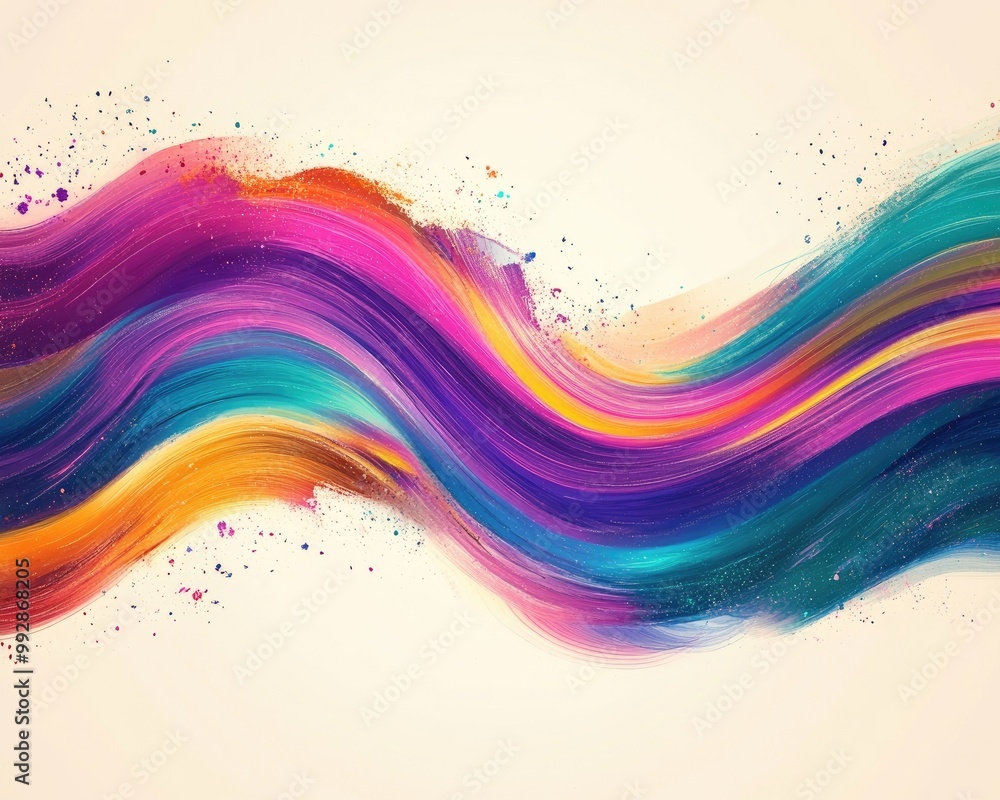 Aufkleber vibrant and colorful wavy abstract design featuring brush stroke graphics and artistic splashes prov