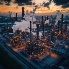 Fototapeta premium refinery at sunset