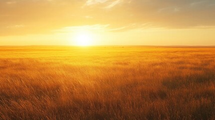 Fototapeta premium A field of tall grass with a bright sun in the sky