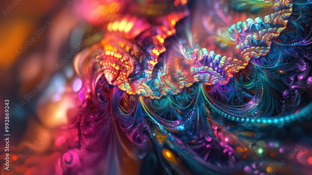 Poster colorful fractal design abstract backdrop three dimensional visualization