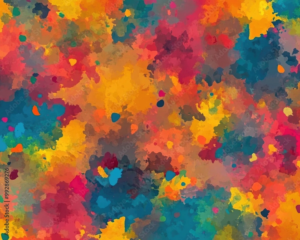 Poster abstract impressionist background with colorful spots chaotic design for web textile packaging and t