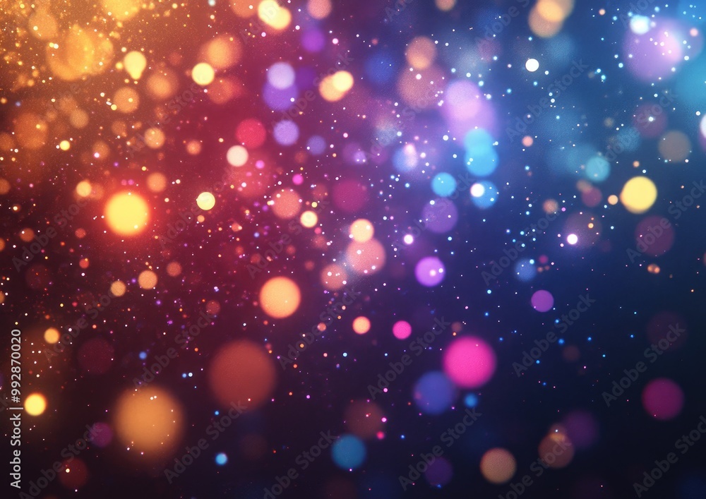 Poster illuminated particles in a dark vibrant space create a magical shimmering abstract backdrop in 2d ca
