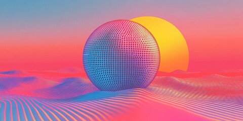 Abstract perforated sphere design Geometric and primitive art style suitable for cover poster flyer or banner use in 2D cartoon composition