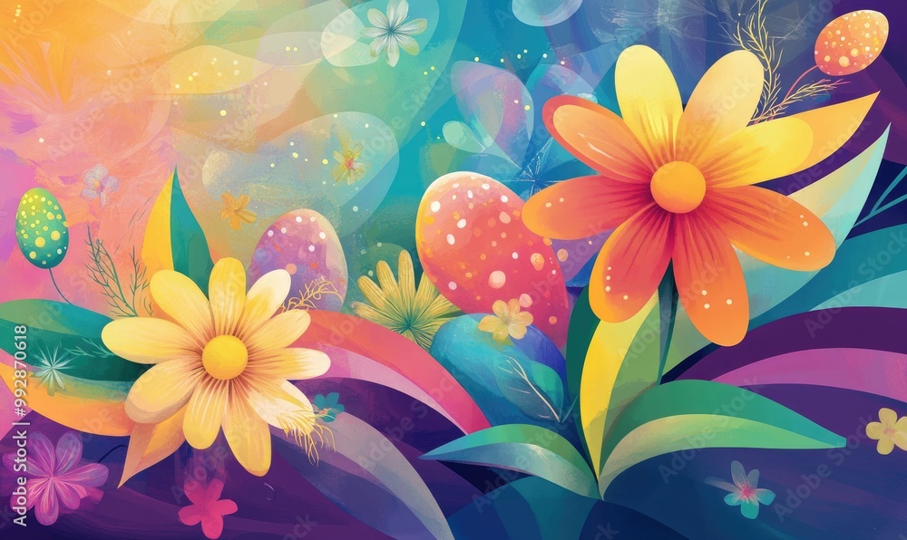 Poster abstract easter themed background spring design a3 format
