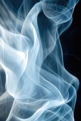 Obraz premium Abstract soft waves in shades of white and blue against a dark background