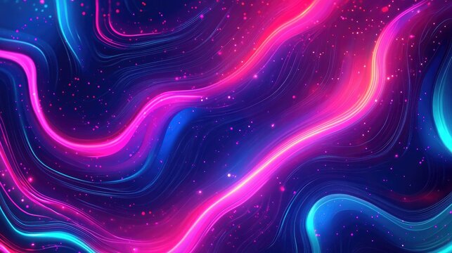 Neon colored glowing lights create a vibrant shiny 2D cartoon design background