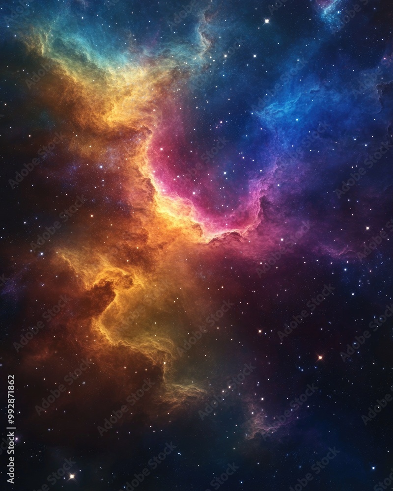 Poster vivid deep space nebula featuring a multicolored starfield infinite cosmic backdrop showcasing star 
