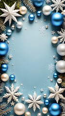 Fototapeta premium New Year's balls on a Christmas tree branch. New Year card with place for text