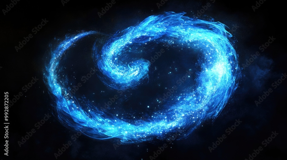 Aufkleber glowing blue swirl with a wind effect creating a magical twirl sparkling trace of a spell depicting 