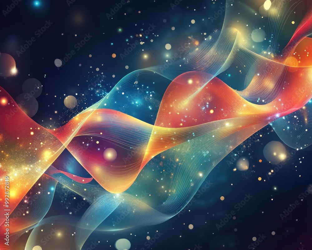 Poster colorful and shimmering abstract background with festive elements