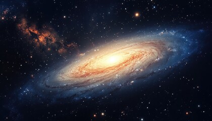 Fototapeta premium Illuminated galaxy set against a dark expanse filled with stars