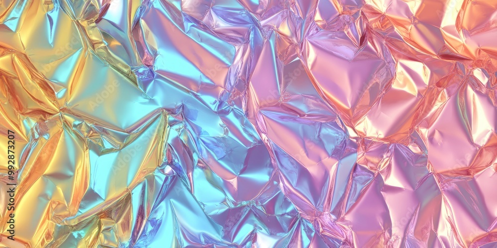 Aufkleber intricate glossy fractal design featuring a metallic multicolored texture with a holographic iridesc