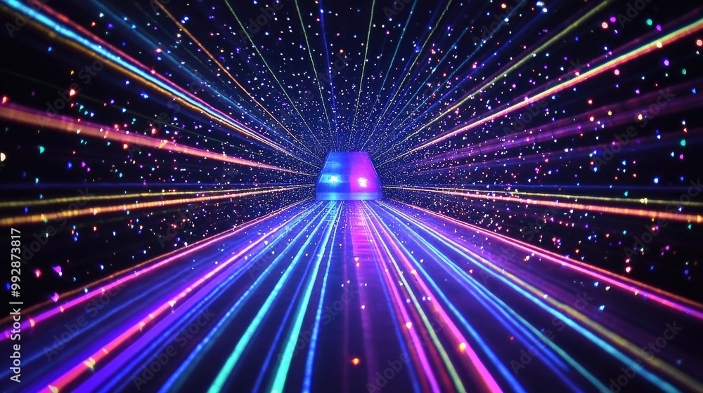 Poster a stunning multi color laser display often seen at parties resembling a fantasy world suitable for u