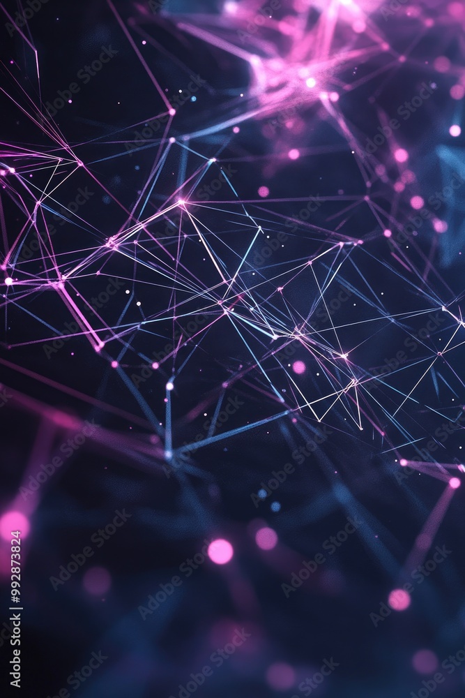 Poster abstract 2d cartoon particles and lines showcasing a plexus effect a futuristic illustration depicti