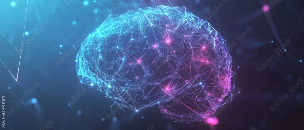 Poster abstract triangular brain representing the concept of artificial intelligence