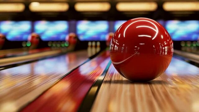 A close-up of a red billiard ball on a pool table, with a white ball in the background.