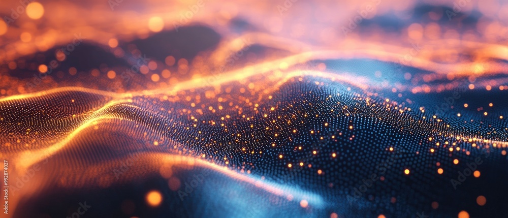 Poster abstract 3d rendering of interconnected dots and lines technology backdrop featuring data visualizat