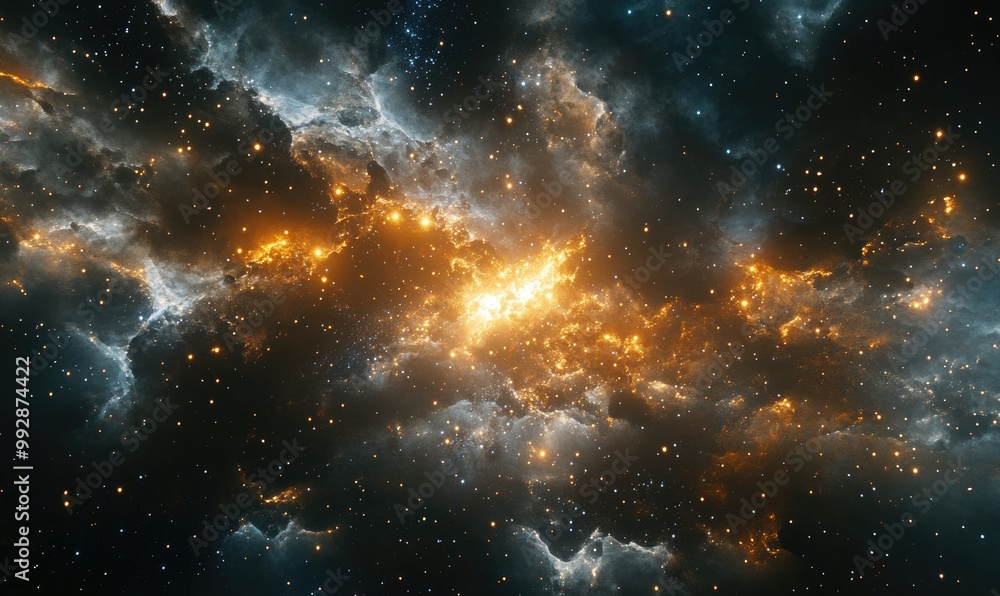 Poster infinite universe featuring stars and galaxies in outer space cosmic artwork created through 3d rend