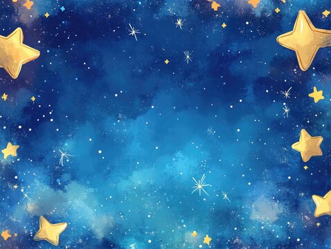 Fantasy starry border with a designated area for text featuring a hand drawn doodle backdrop