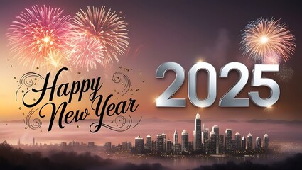 Celebrate the arrival of 2025 with a stunning Happy New Year 2025 image set against a breathtaking view. The words “Happy New Year 2025” are beautifully written in a natural or urban landscape