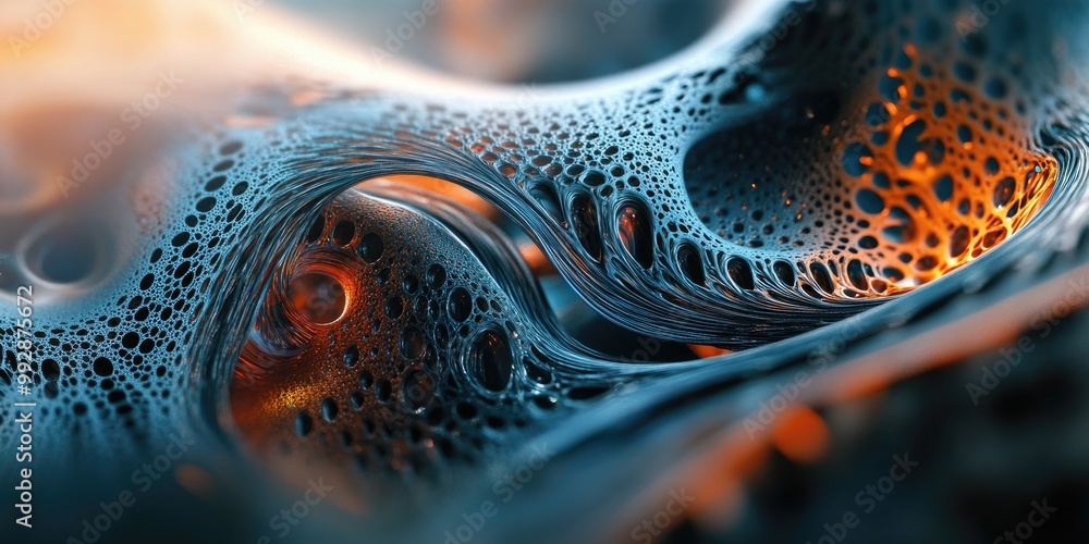 Poster abstract fractal illustration created through rendering techniques