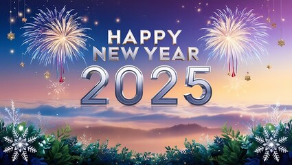 Celebrate the arrival of 2025 with a stunning Happy New Year 2025 image set against a breathtaking view. The words “Happy New Year 2025” are beautifully written in a natural or urban landscape