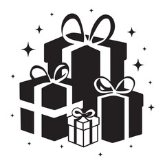 Gift box silhouette vector set black color illustration in white background