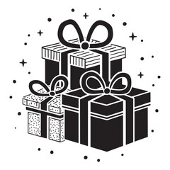 Gift box silhouette vector set black color illustration in white background