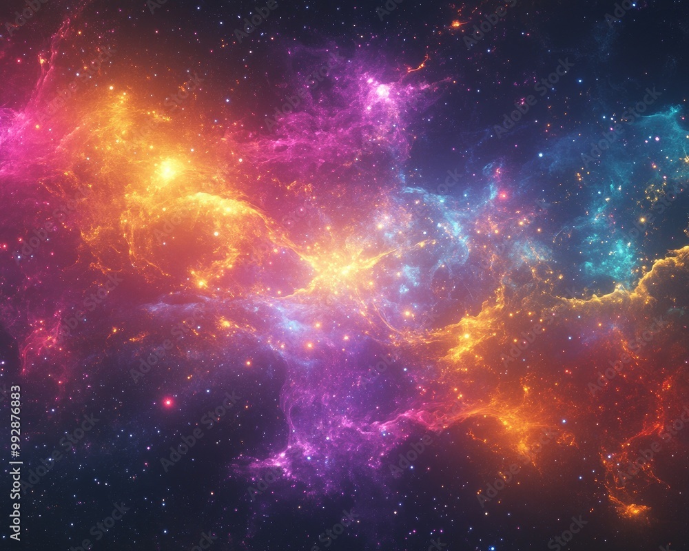 Poster vibrant abstract universe distribution computational generative art background illustration