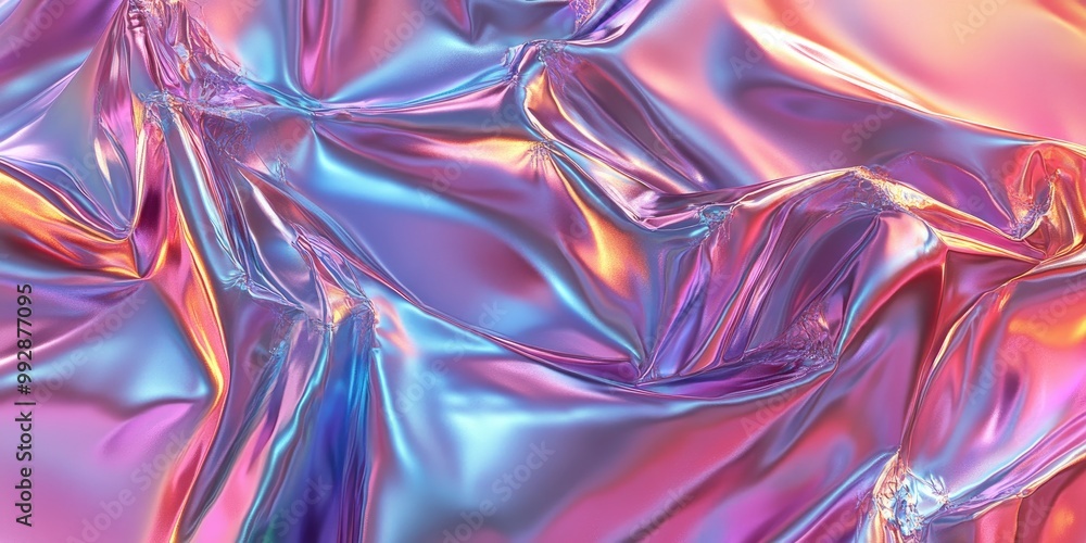 Aufkleber intricate glossy fractal design featuring a metallic multicolored texture with a holographic iridesc