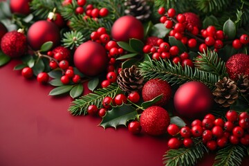 Festive Christmas Ornaments and Evergreen Decorations for Holiday Designs