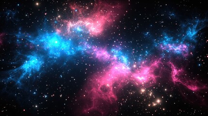 Fototapeta premium Vibrant galaxy with abstract stars set against a black backdrop Fantasy fractal design in shades of blue and pink Digital artwork featuring 3D rendering techniques