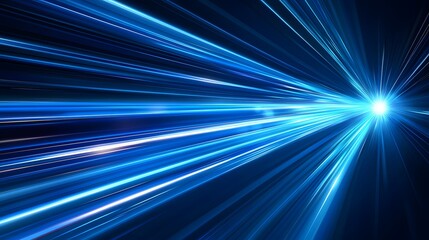 Vector Abstract, science, futuristic, energy technology concept. Digital image of light rays, stripes lines with blue light, speed and motion blur over dark blue background. 
